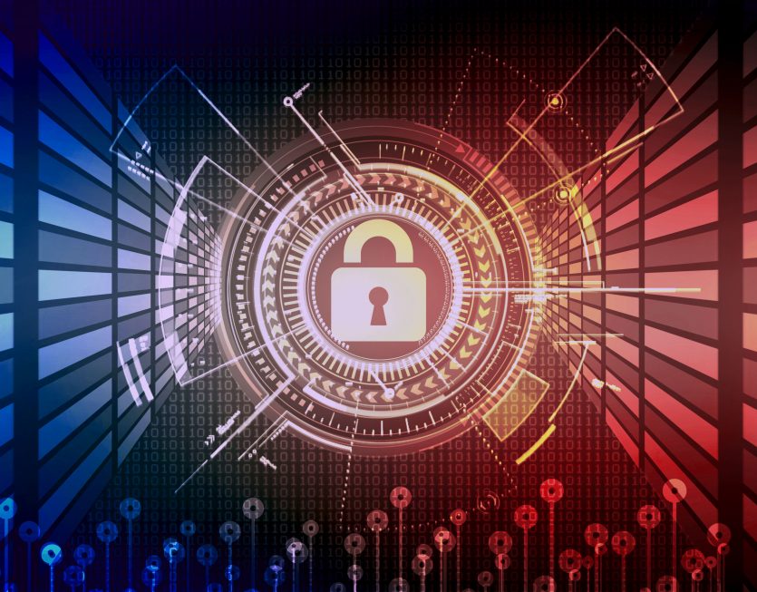 2d,Illustration,Safety,Concept:,Closed,Padlock,On,Digital,Background